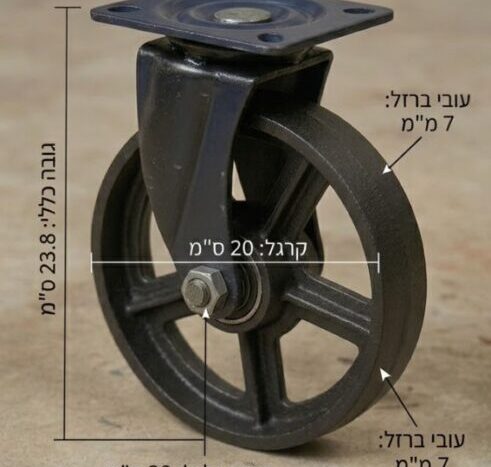 גלגל ברזל יצוק דקורטיבי – תושבת מסתובבת (Heavy-Duty Swivel Caster