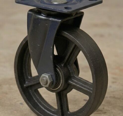 גלגל ברזל יצוק דקורטיבי – תושבת מסתובבת (Heavy-Duty Swivel Caster