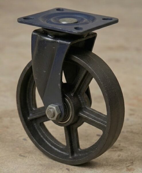 גלגל ברזל יצוק דקורטיבי – תושבת מסתובבת (Heavy-Duty Swivel Caster – תמונה 2